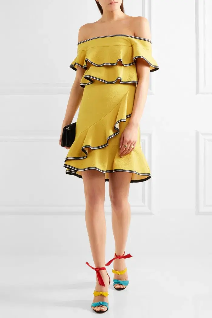 Rebecca Vallance Courtside Ruffle Mini Dress Zest Size 8 - Image 1