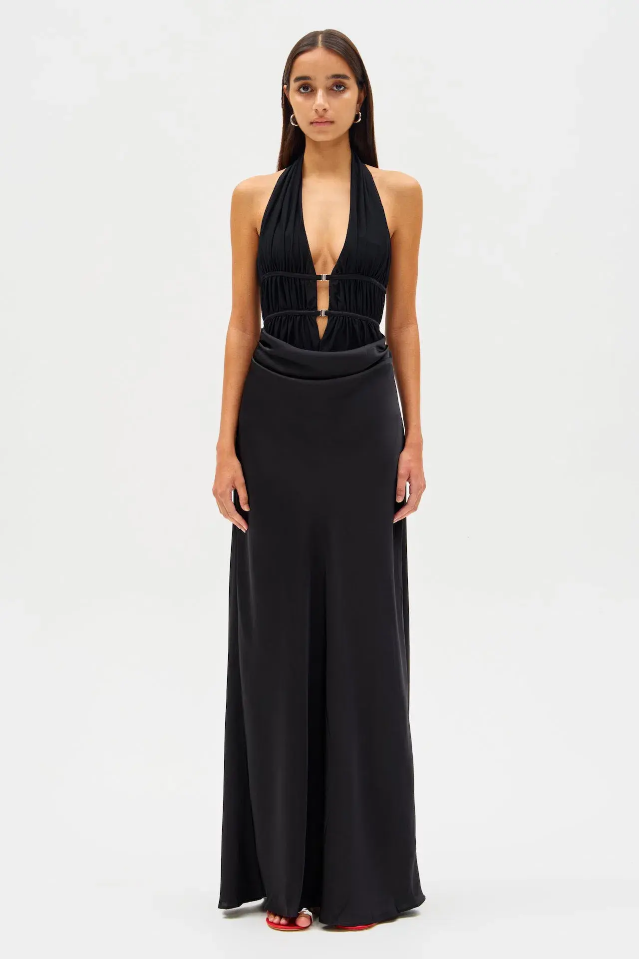 Misha Celine Satin Maxi Dress Black Size 10 - Image 1