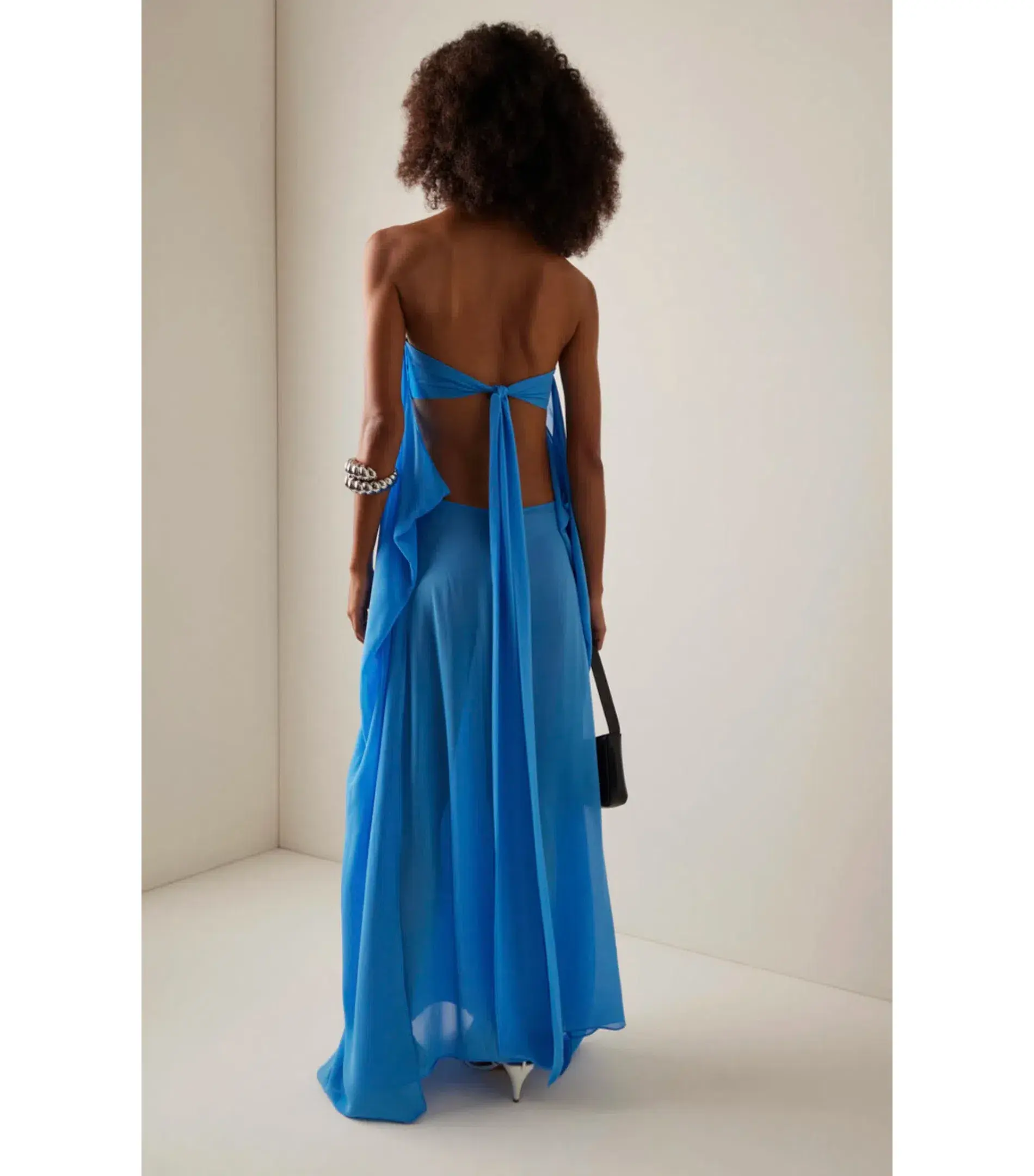Christopher Esber Layered Silk Dress Boston Blue Size AU 6 - Image 2