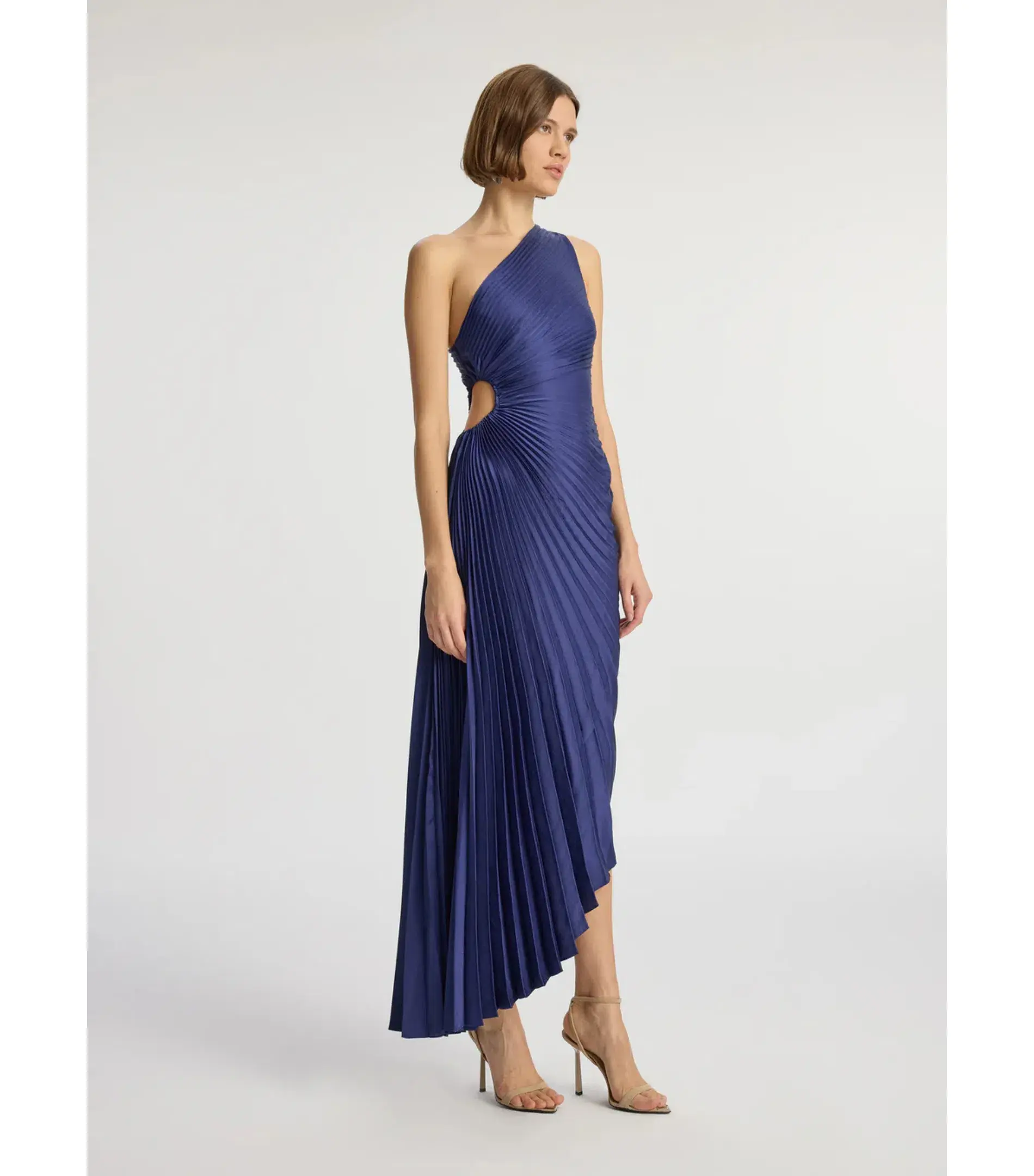 A.L.C. Delfina Satin Pleated Dress Riviera Size AU 6 - Image 3