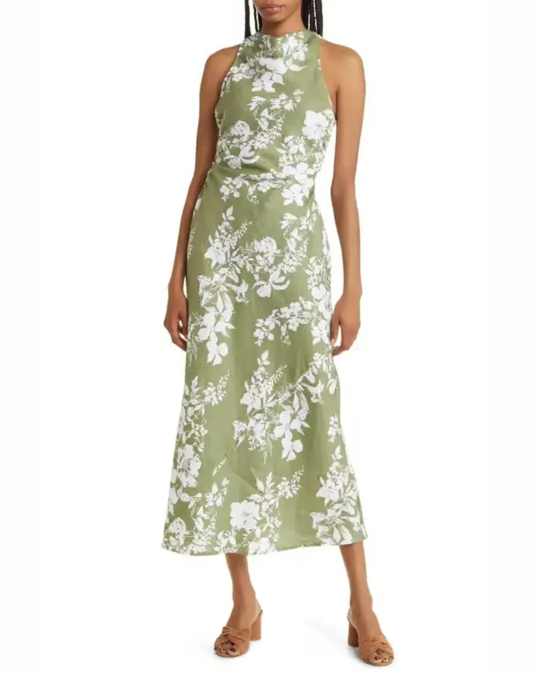 Reformation Casette Linen Dress Midi Linen Dress Floral Size AU 8 - Image 1