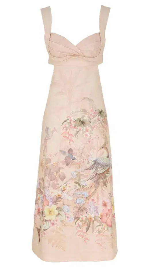 Zimmermann Illuminate Midi Dress in Ivory Tropical Size 1 / AU 10  - Image 1