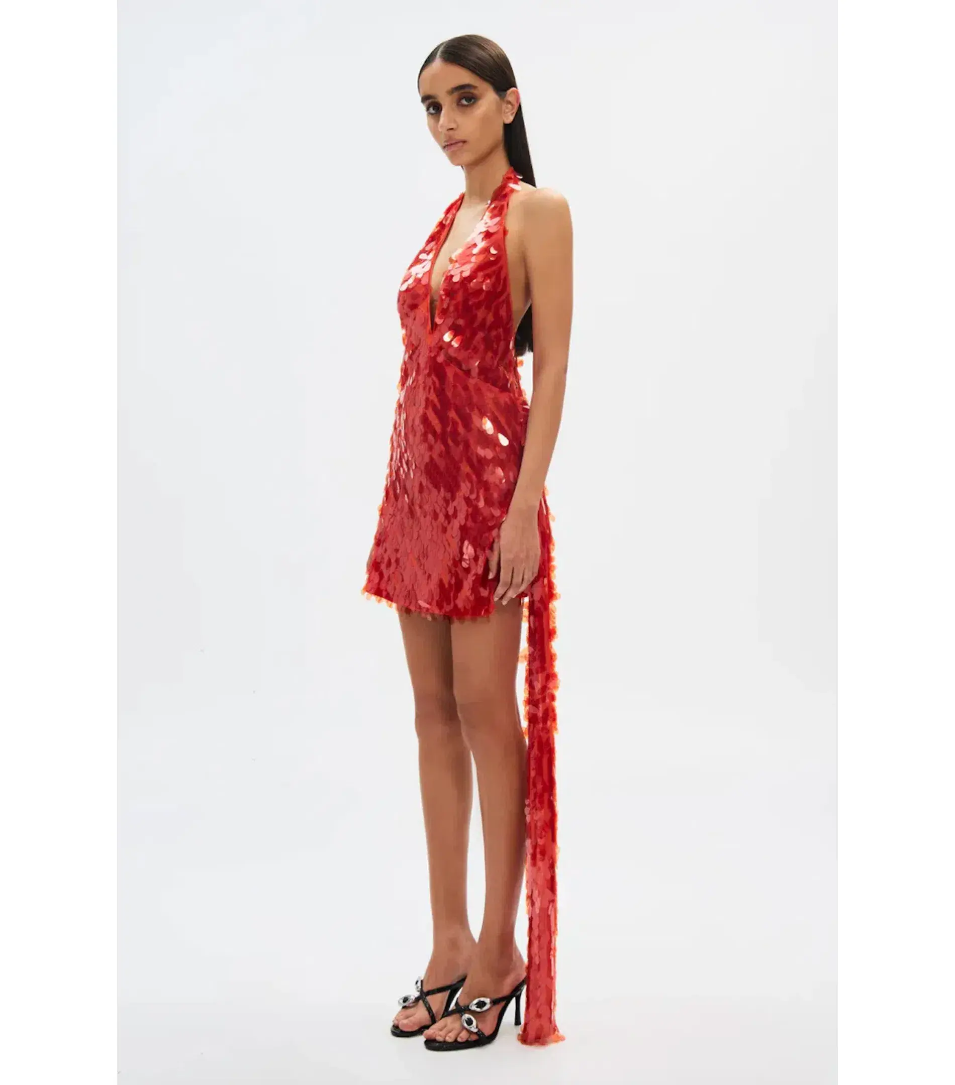 MISHA Sapphire Sequin Mini Dress Red Size 4 - Image 2