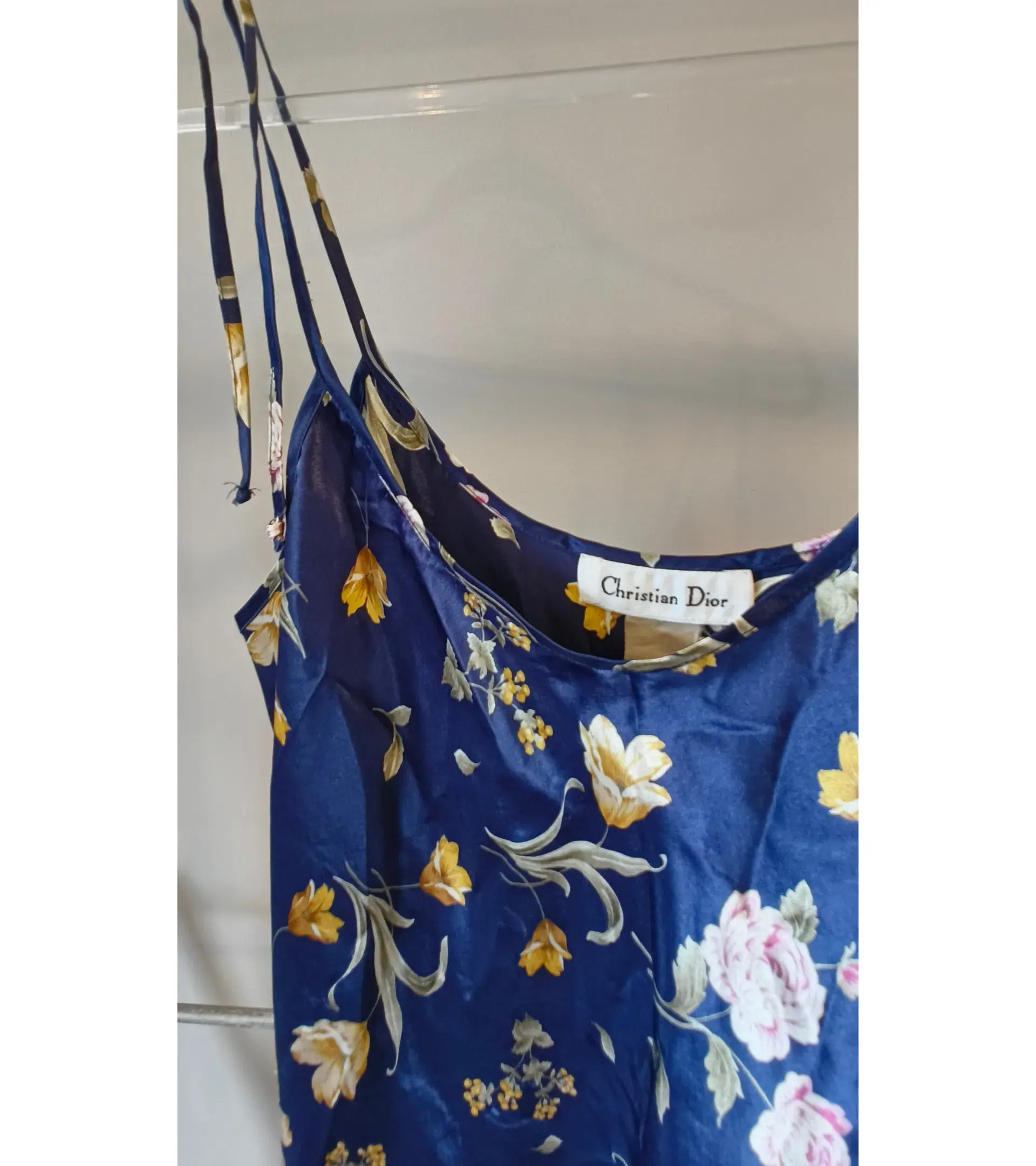 Christian Dior Vintage Floral Slip Dress Navy Blue Size Small / AU 8  - Image 1