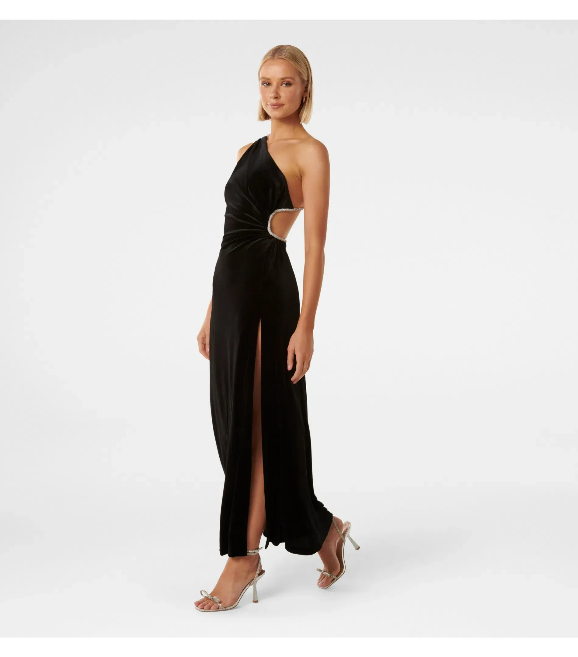 Forever New Costanza Diamante Velvet Gown Black Size AU 4  - Image 2