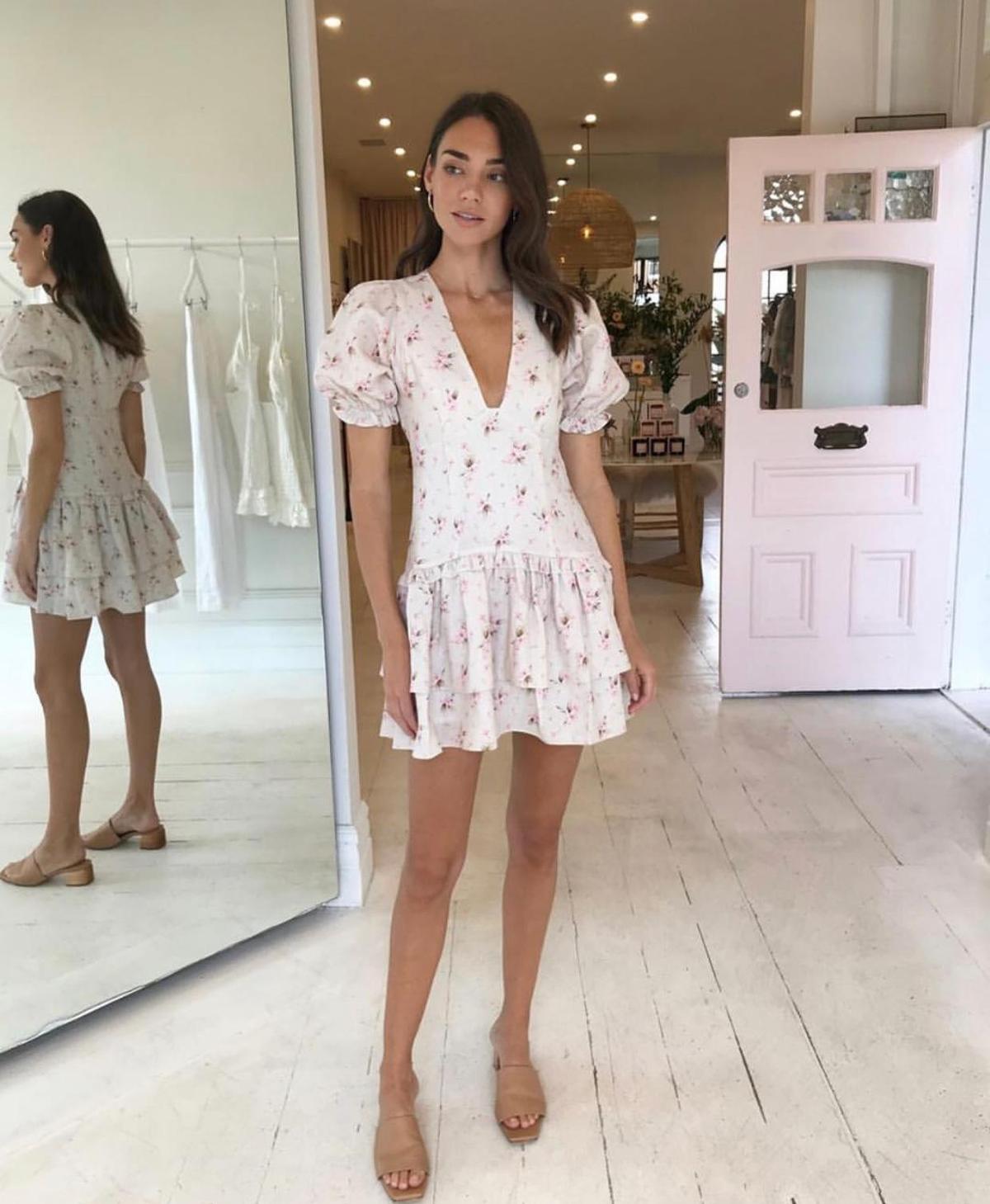 Hensley and Gretel Scarlett Dress Madonna Blush Print 6 - Image 1