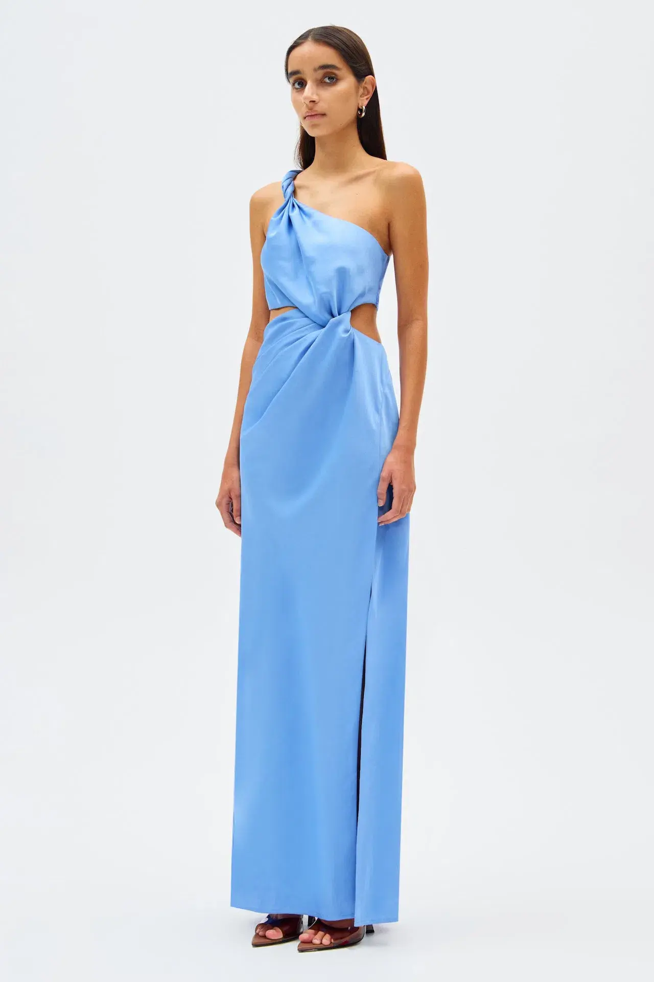 Misha Kristin Satin Gown in Cornflower Blue Size 8 - Image 2