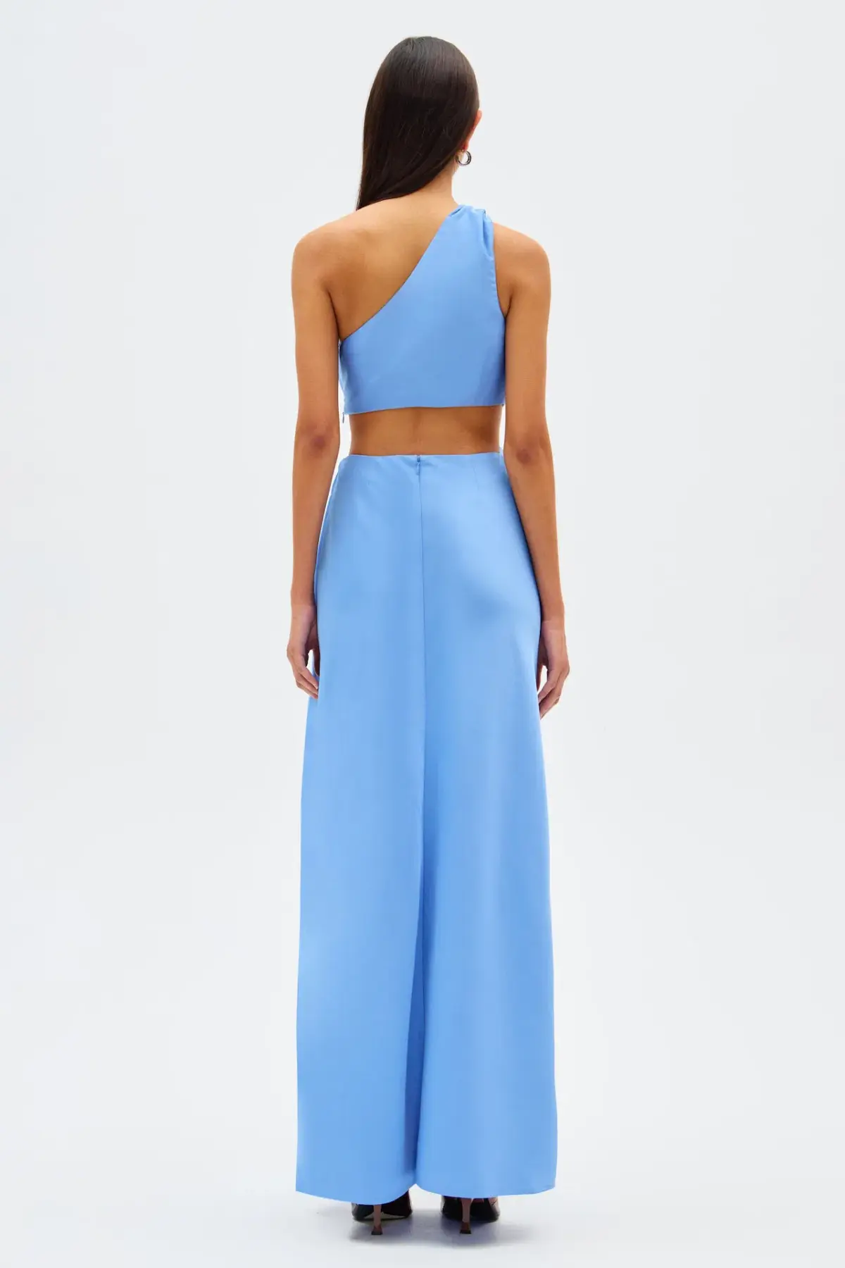Misha Kristin Satin Gown in Cornflower Blue Size 8 - Image 3