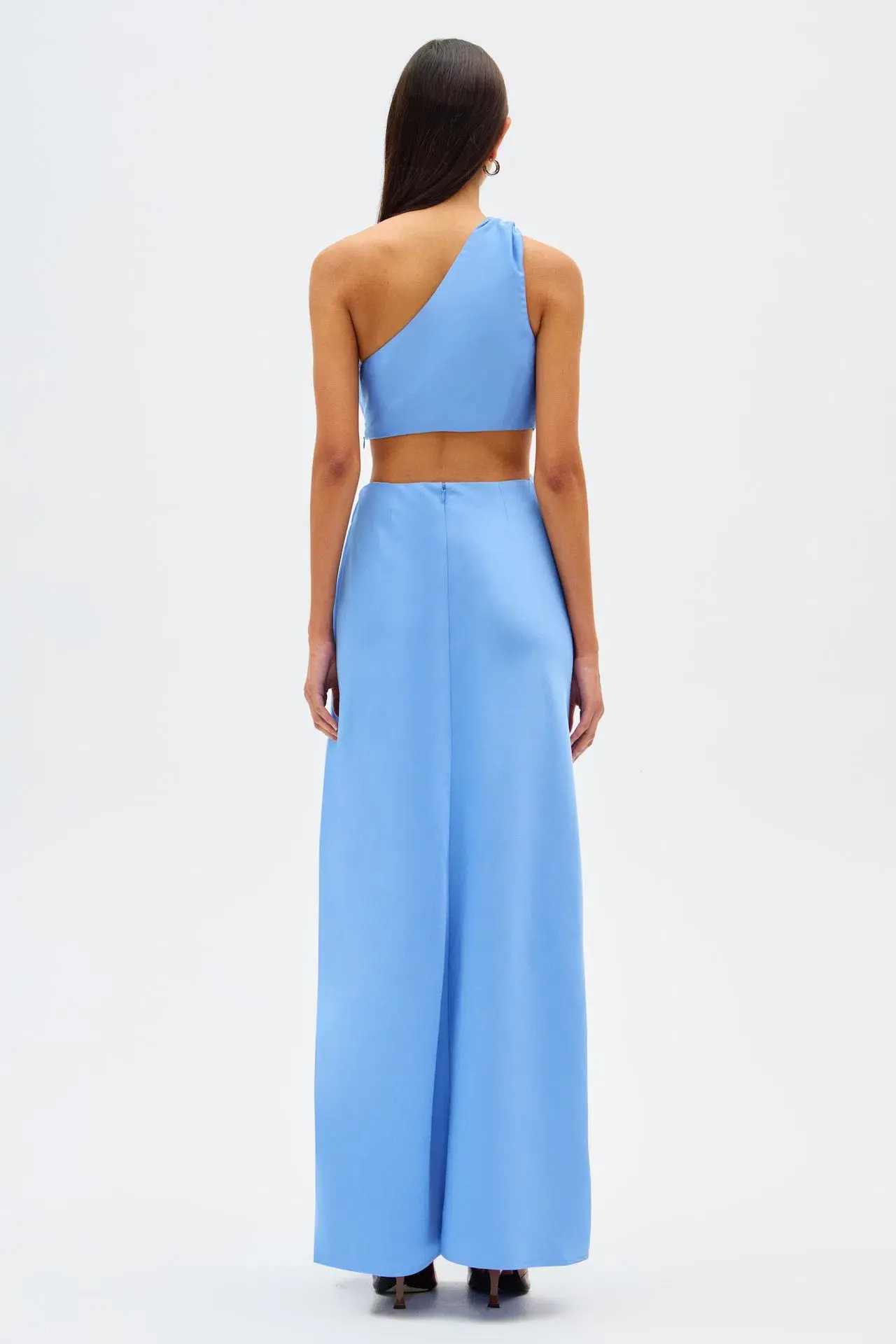 Misha Kristin Satin Gown in Cornflower Blue Size 8 - Image 3