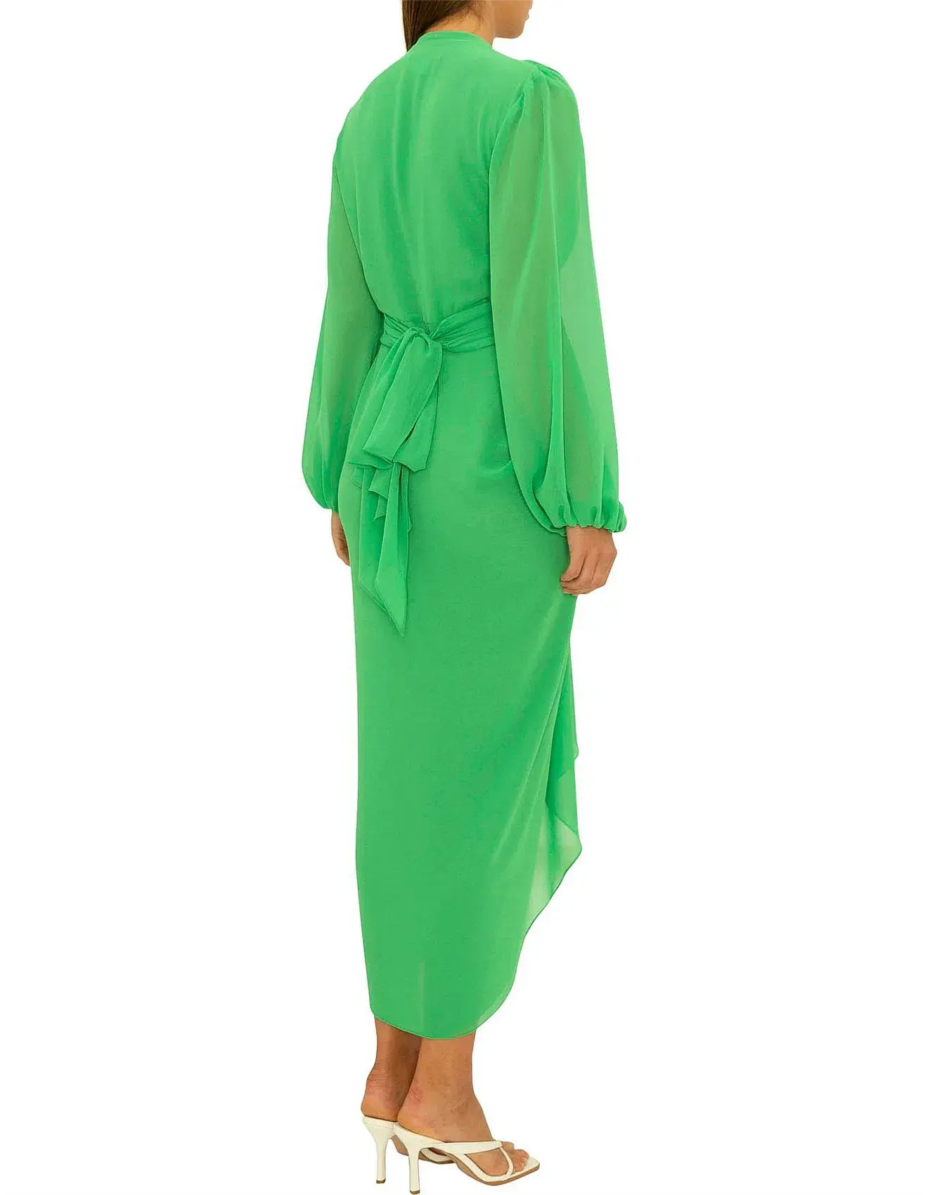 Carla Zampatti Modern Love Waterfall Midi Dress in Apple Green Size 8 - Image 2
