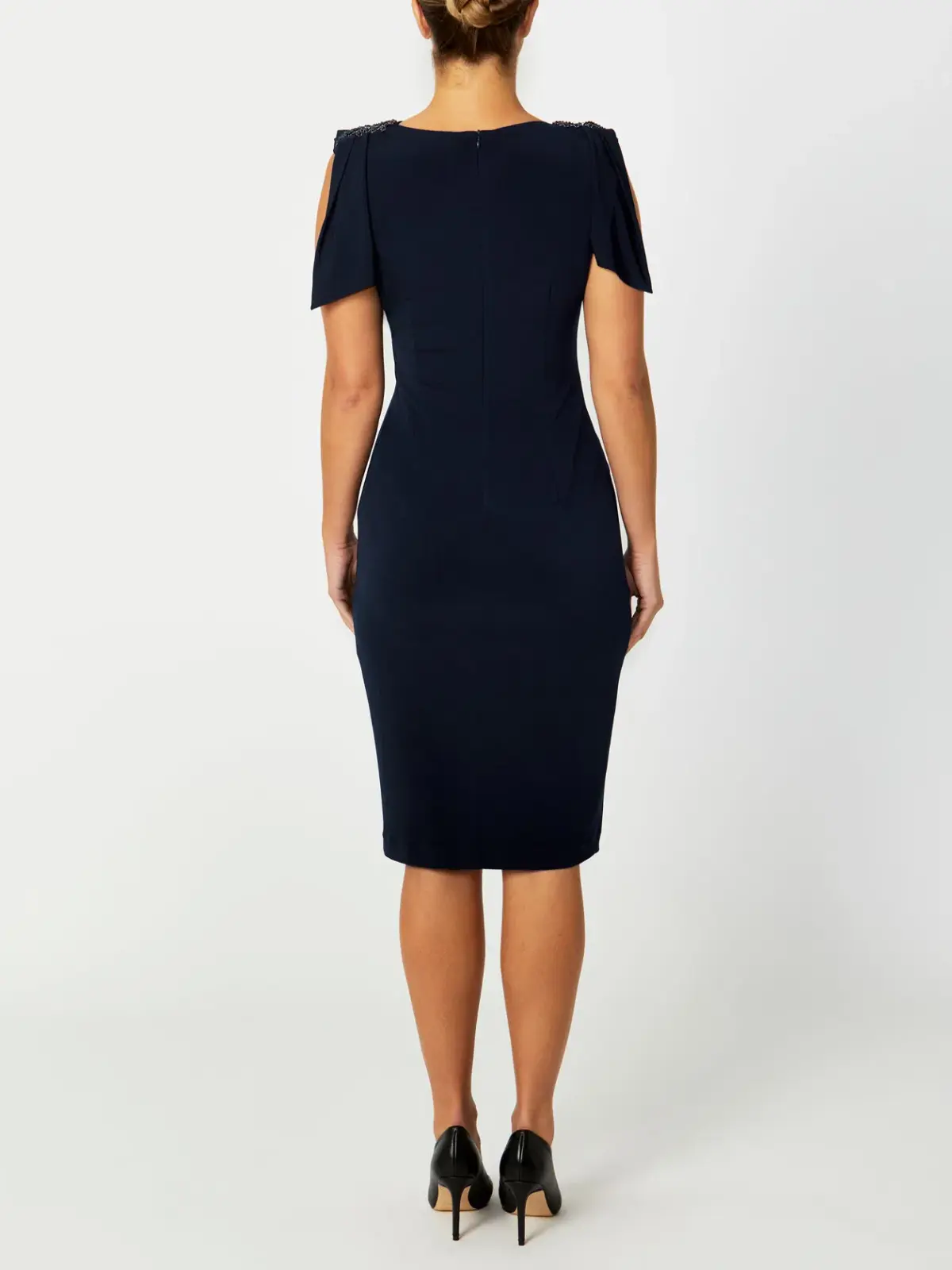Anthea Crawford Hebe Jersey Knee Length Dress Navy Size 18 - Image 3