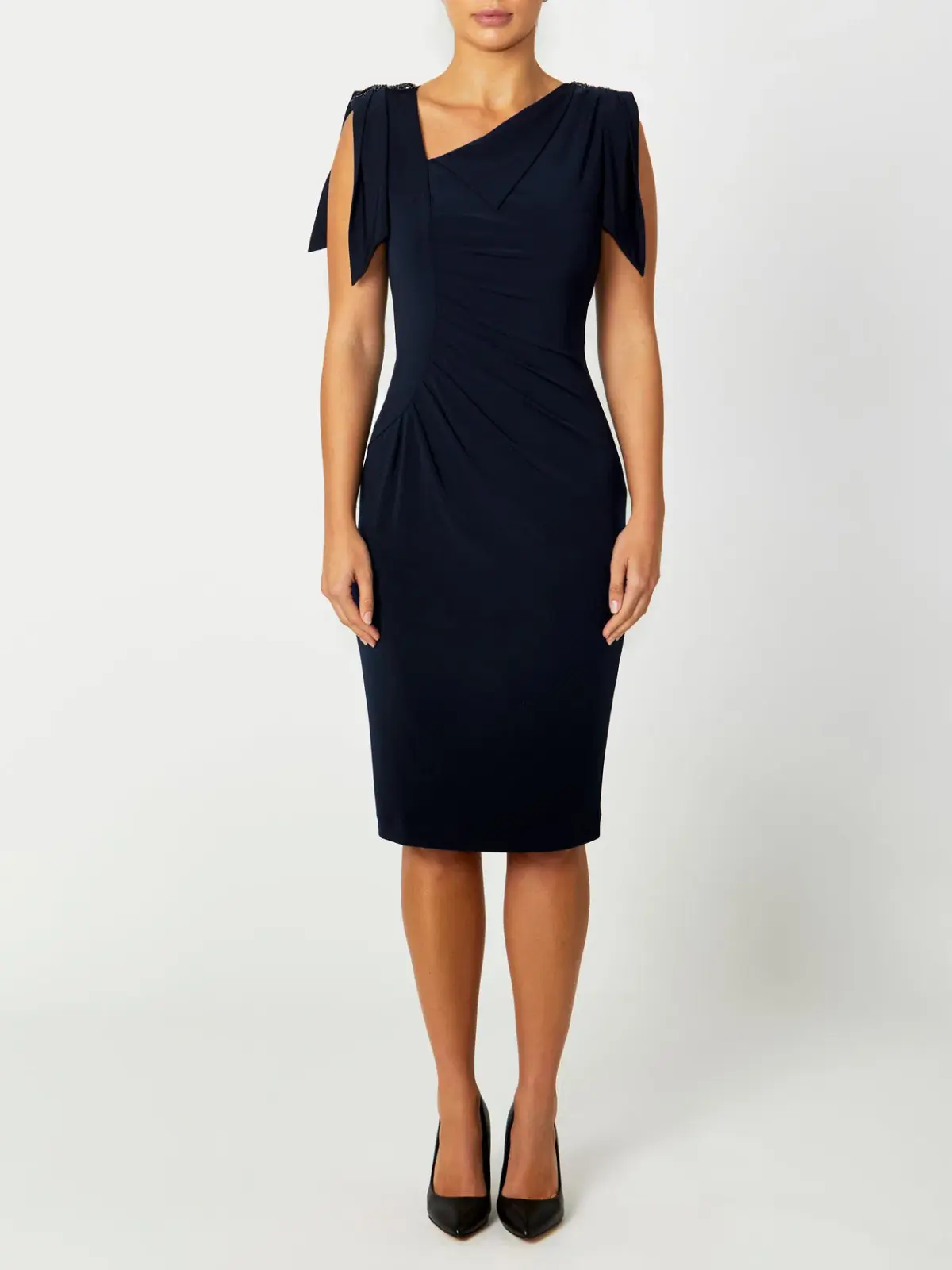 Anthea Crawford Hebe Jersey Knee Length Dress Navy Size 18 - Image 1