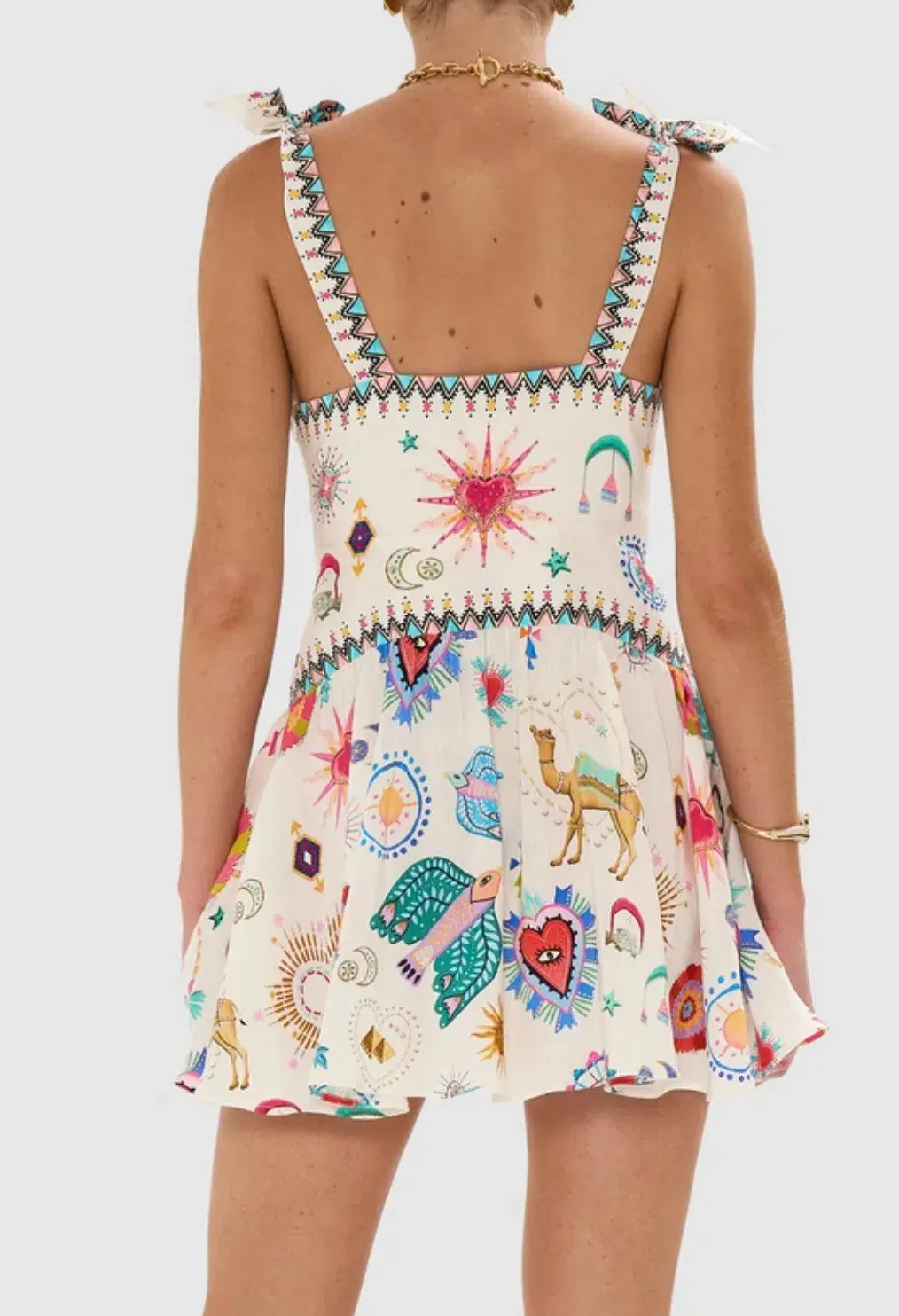 Camilla  Tie Shoulder Short Dress Living in Colour Size L / AU 14 - Image 3