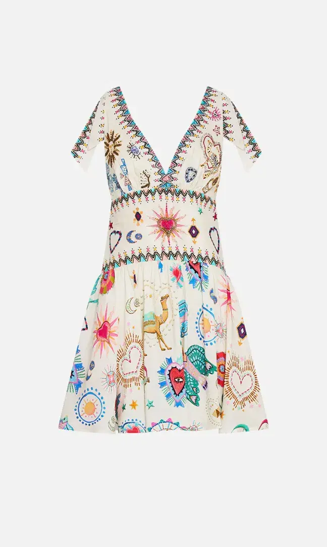 Camilla  Tie Shoulder Short Dress Living in Colour Size L / AU 14 - Image 5