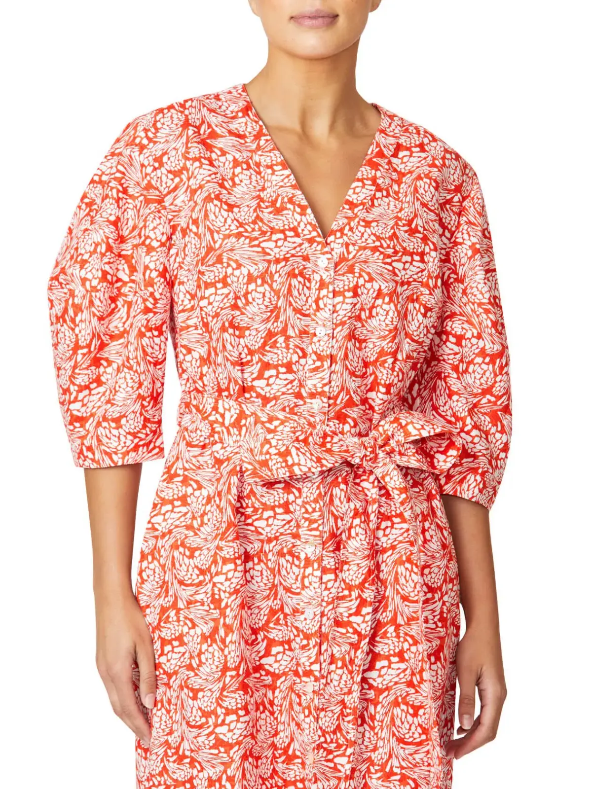 Anthea Crawford Kelly Knee Length Shirtdress Orange/White Size 18 - Image 4
