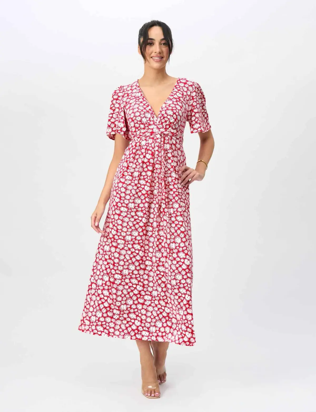 Leona Edmiston Sally Empire Line Midi Dress Daisy Days Red Size 18 - Image 1