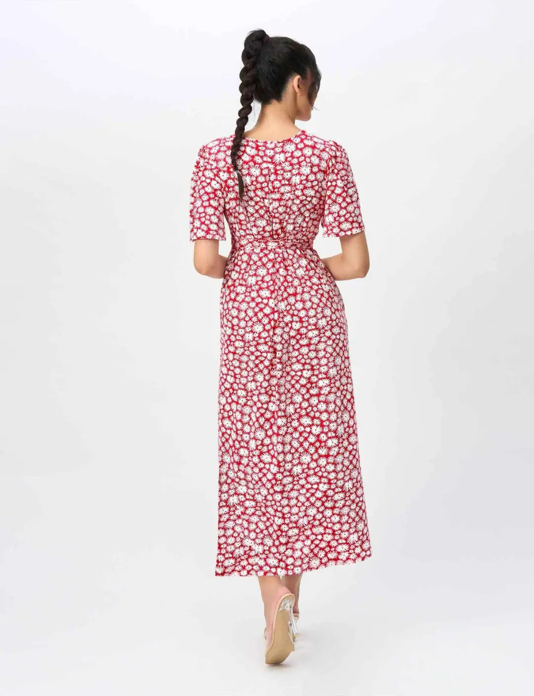 Leona Edmiston Sally Empire Line Midi Dress Daisy Days Red Size 18 for rent on The Volte - main image