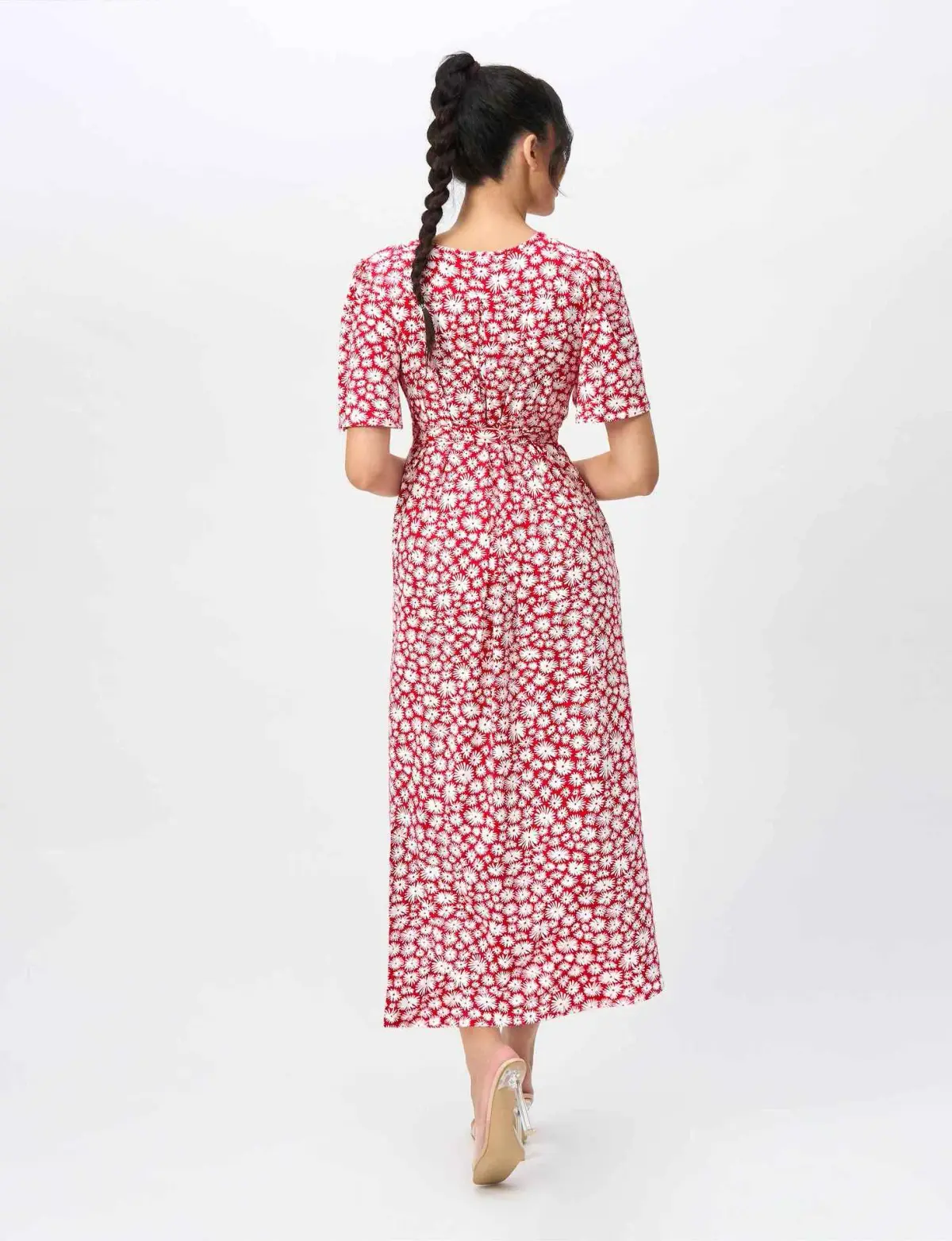 Leona Edmiston Sally Empire Line Midi Dress Daisy Days Red Size 18 - Image 2