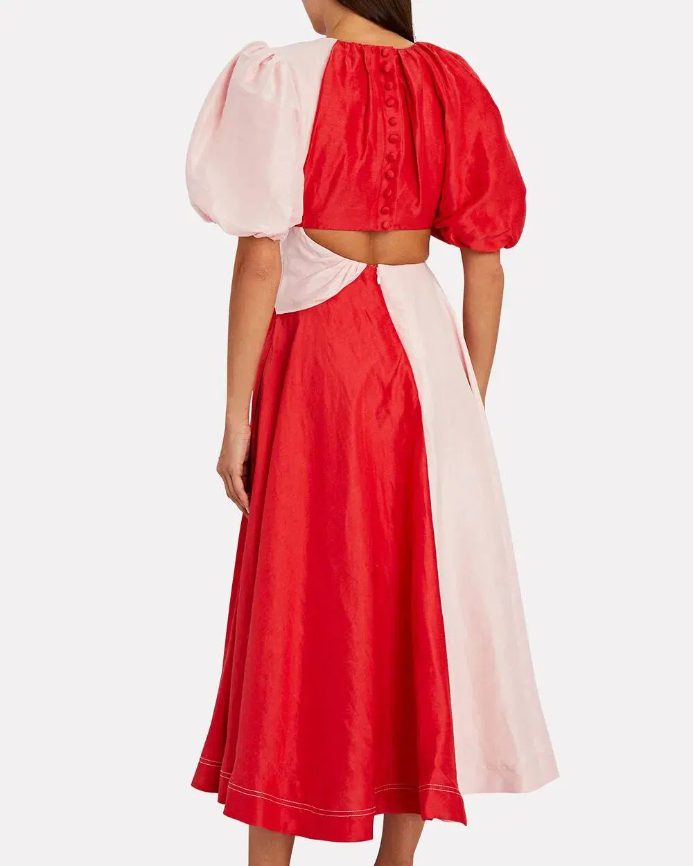 Aje Entwined Midi Dress Pink/Red Size 6 for rent on The Volte - main image