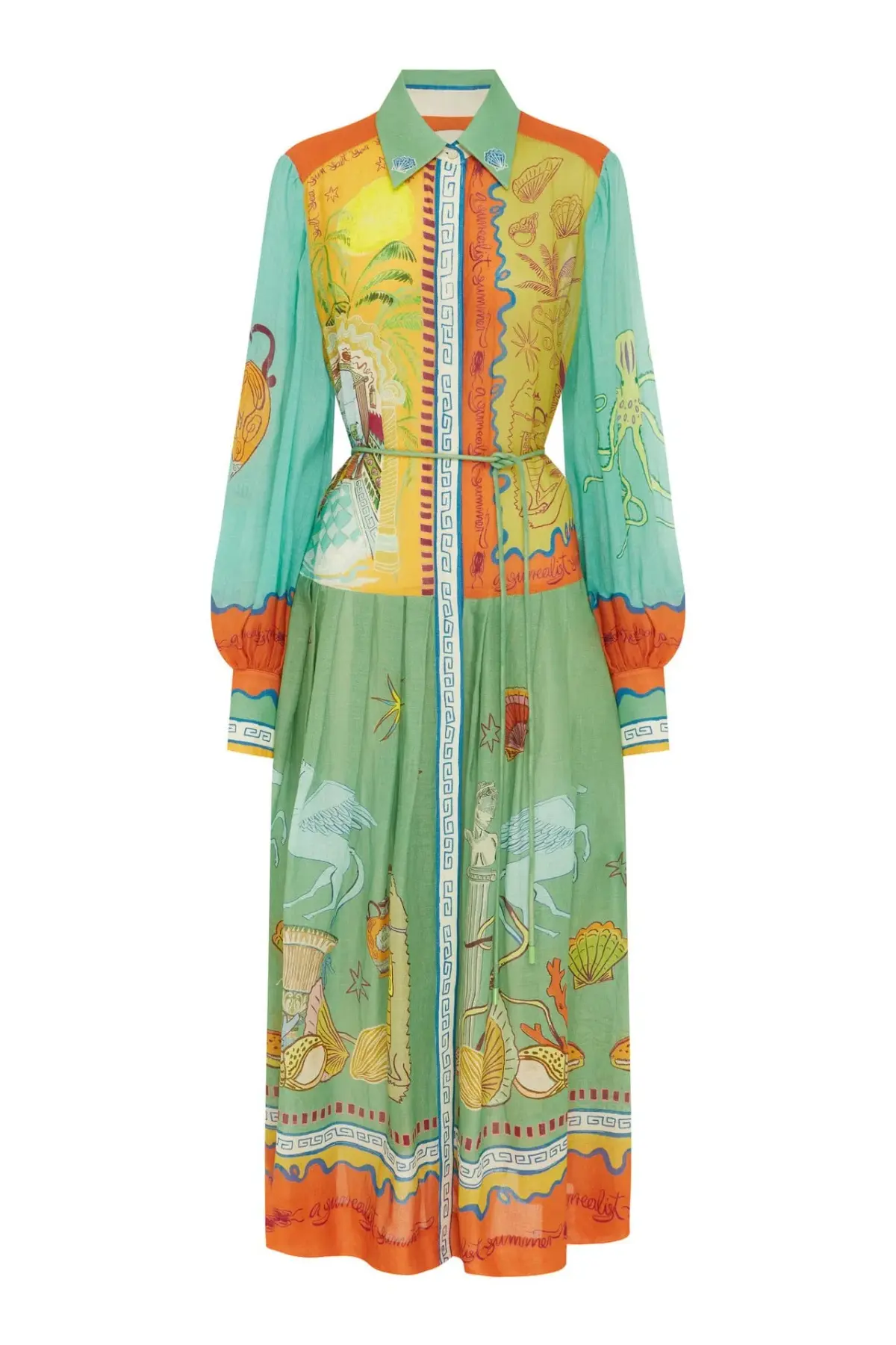 Alemais Surrealist Summer Ramie Shirtdress Multi Size 10 - Image 6