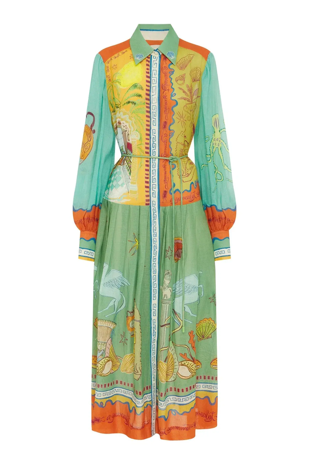 Alemais Surrealist Summer Ramie Shirtdress Multi Size 10 - Image 6