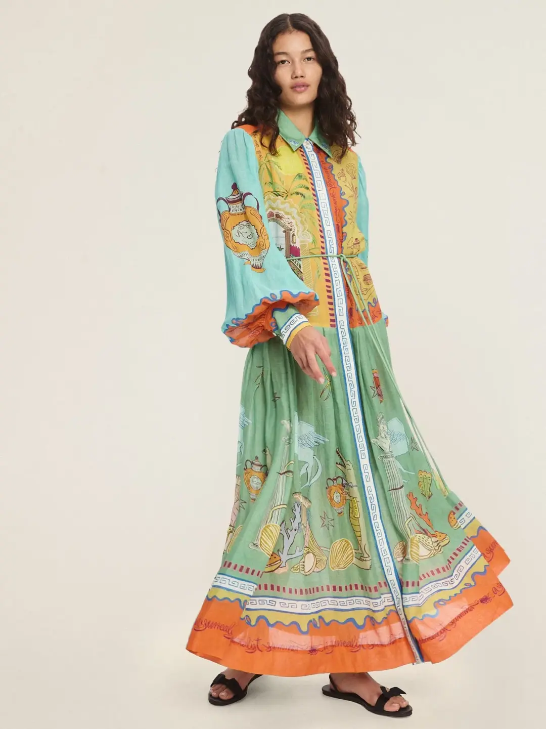 Alemais Surrealist Summer Ramie Shirtdress Multi Size 10 for rent on The Volte - main image