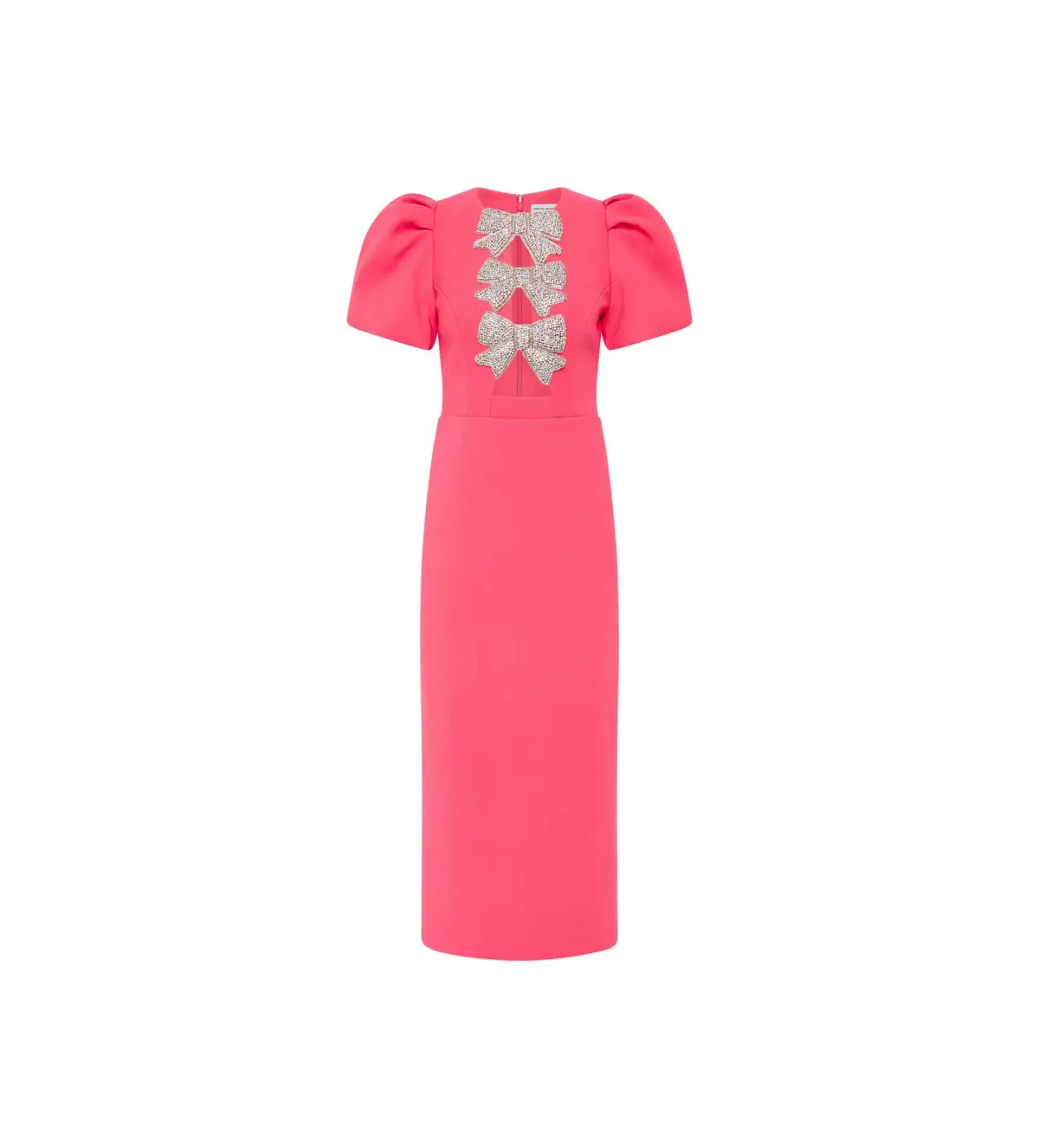 Rebecca Vallance Posey Puff Sleeve Midi Dress Pink Size 12 - Image 3