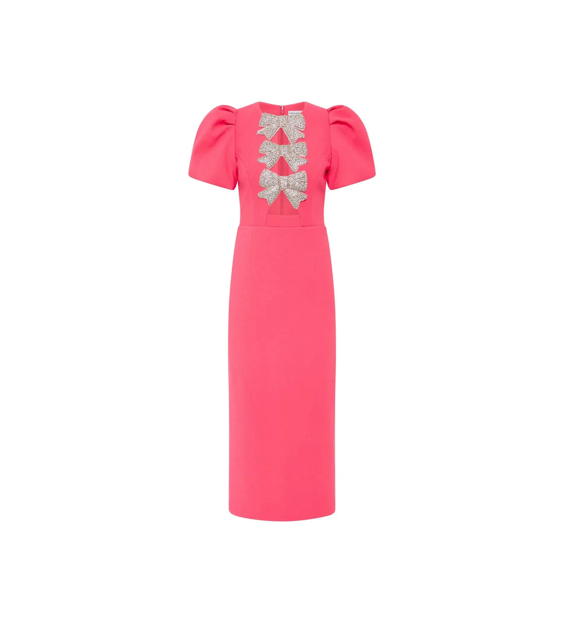 Rebecca Vallance Posey Puff Sleeve Midi Dress Pink Size 12 - Image 3