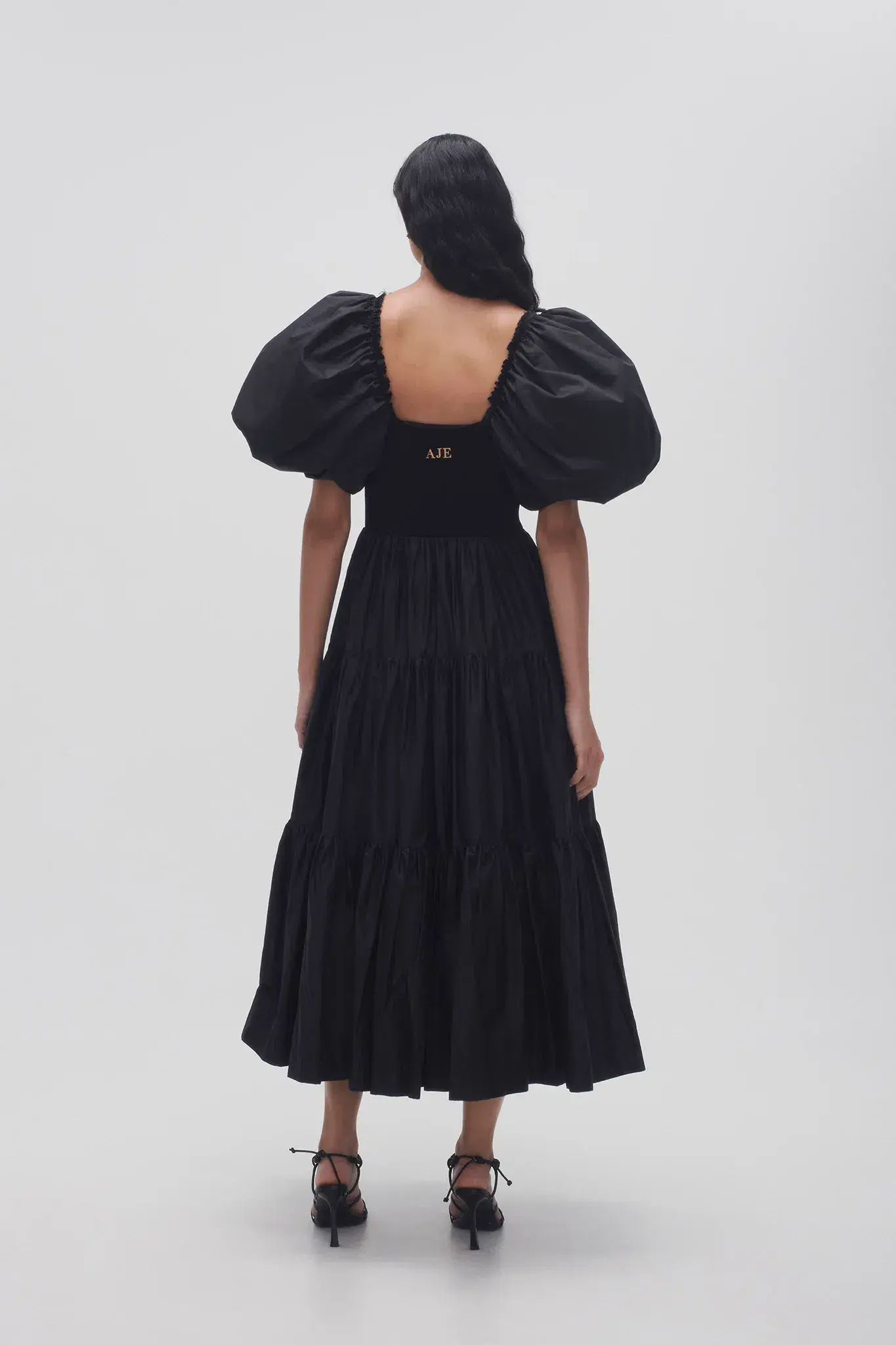 Aje Casa Puff Sleeve Midi Dress Black Size 16 - Image 3