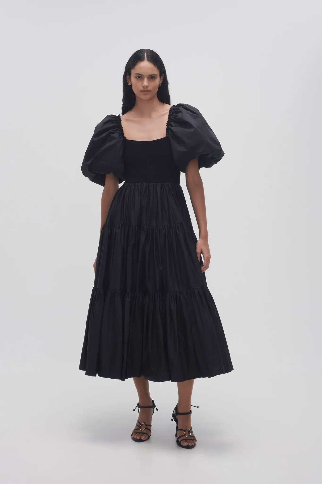Aje Casa Puff Sleeve Midi Dress Black Size 16 - Image 1