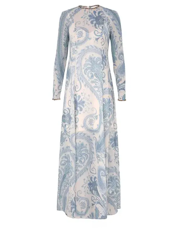 Zimmermann The Illuminate Sheath Dress in Turquoise Paisley Size 0/Au 8 - Image 2