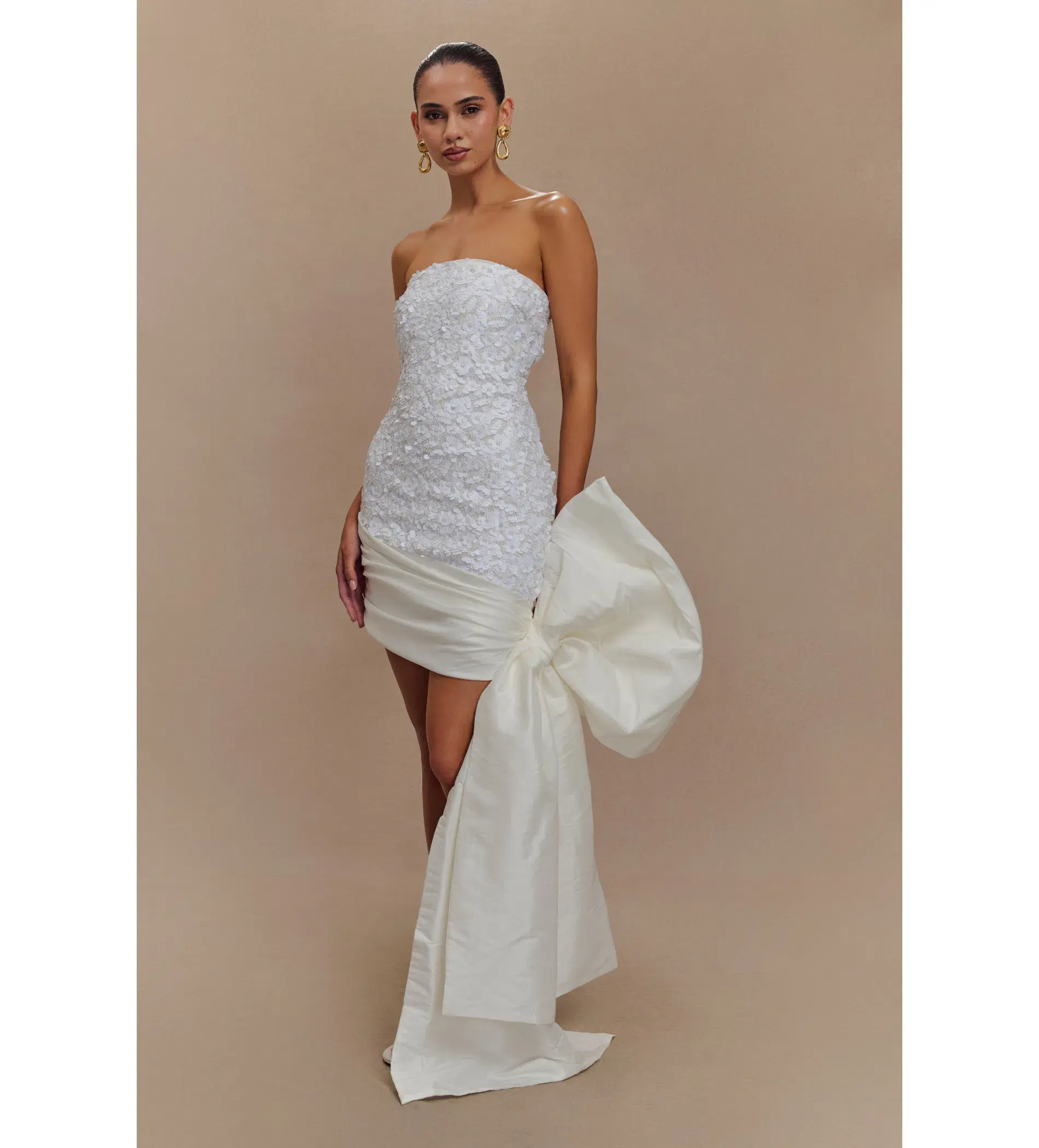 Meshki Franka Strapless Bow Mini Dress White Size 6  - Image 1
