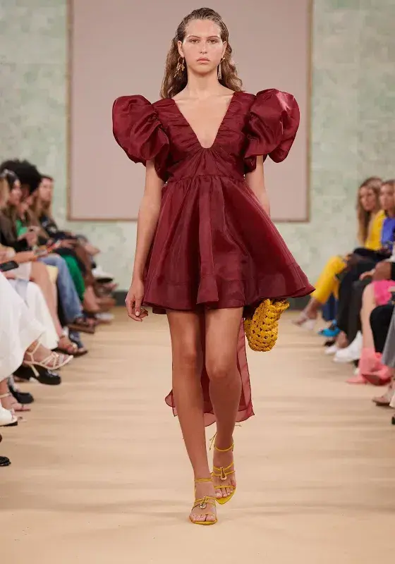 Aje Gretta Bow Back Mini Dress Burgundy Size 6 - Image 1