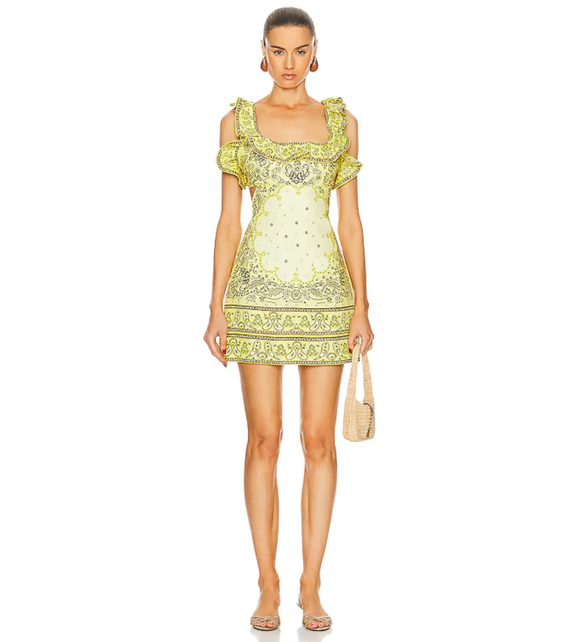 Zimmermann Matchmaker Frill Mini Dress Yellow Bandana Size 3 / AU 14 - Image 2