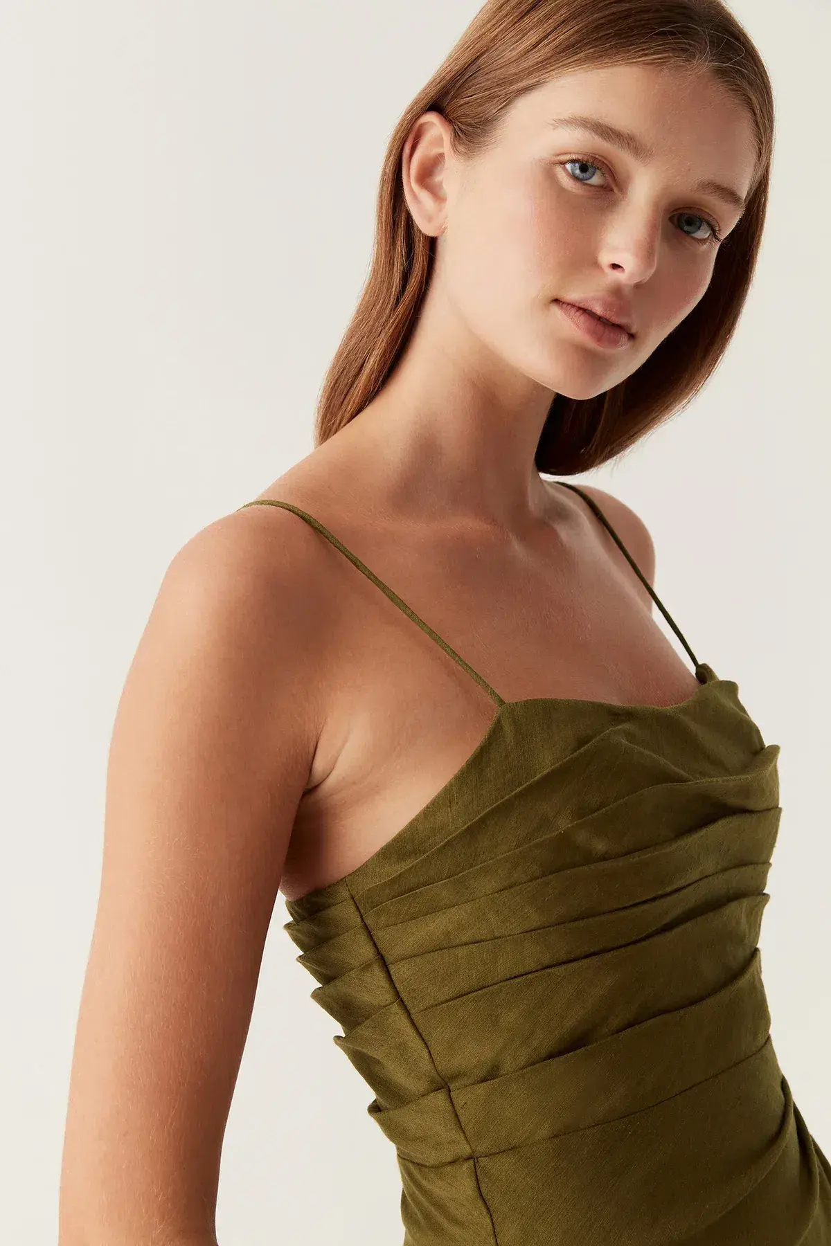 Aje Clarice Midi Dress Deep Olive Size 6 - Image 3