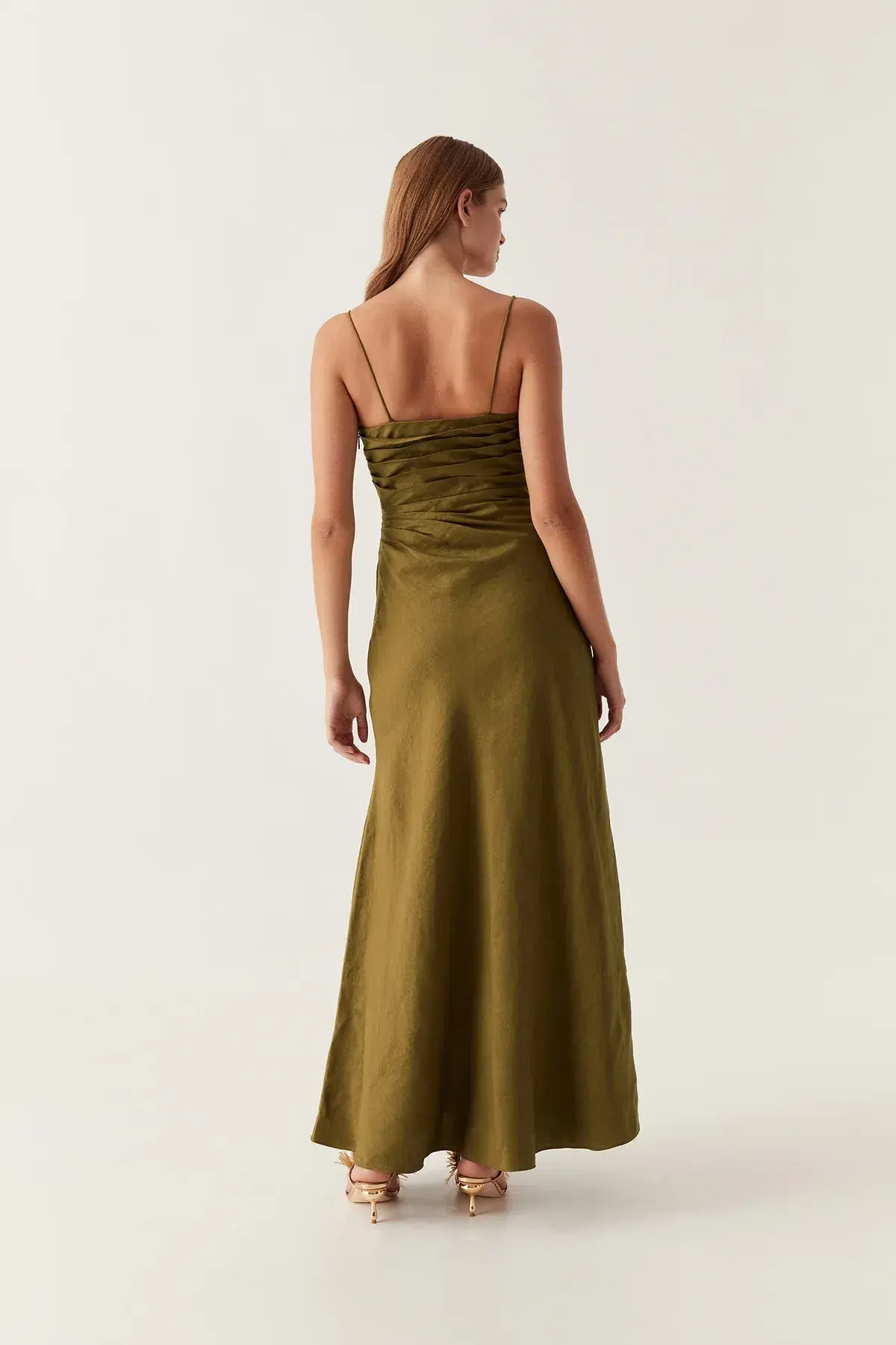 Aje Clarice Midi Dress Deep Olive Size 6 - Image 2