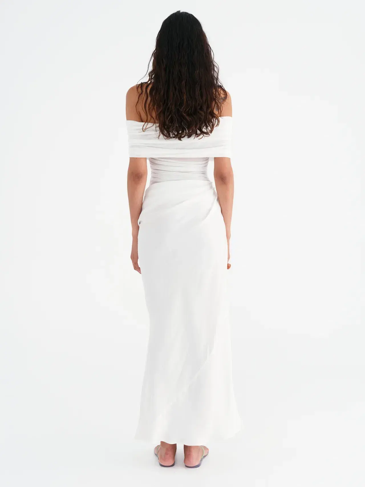 Benni Nico Off Shoulder Maxi Dress White Size AU 8 - Image 3
