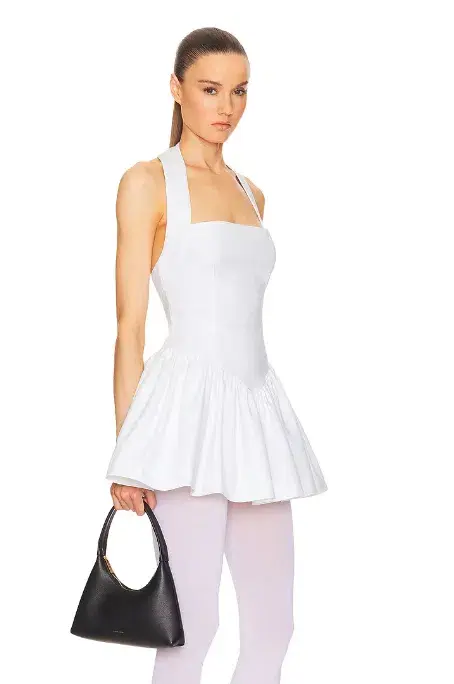 Helsa Faille Halter Mini Dress White Size M / AU 10 for rent on The Volte - main image