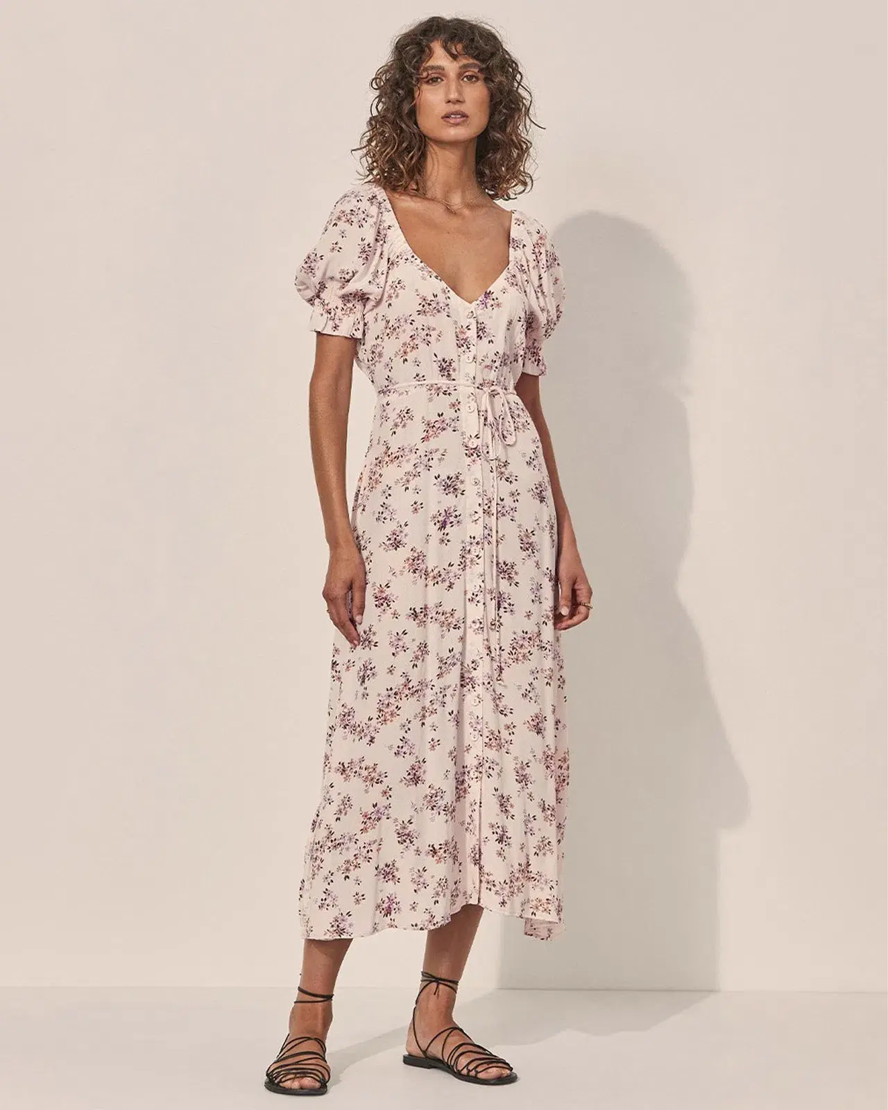 Kivari Edie Button Through Midi Dress Floral Size 16 - Image 1