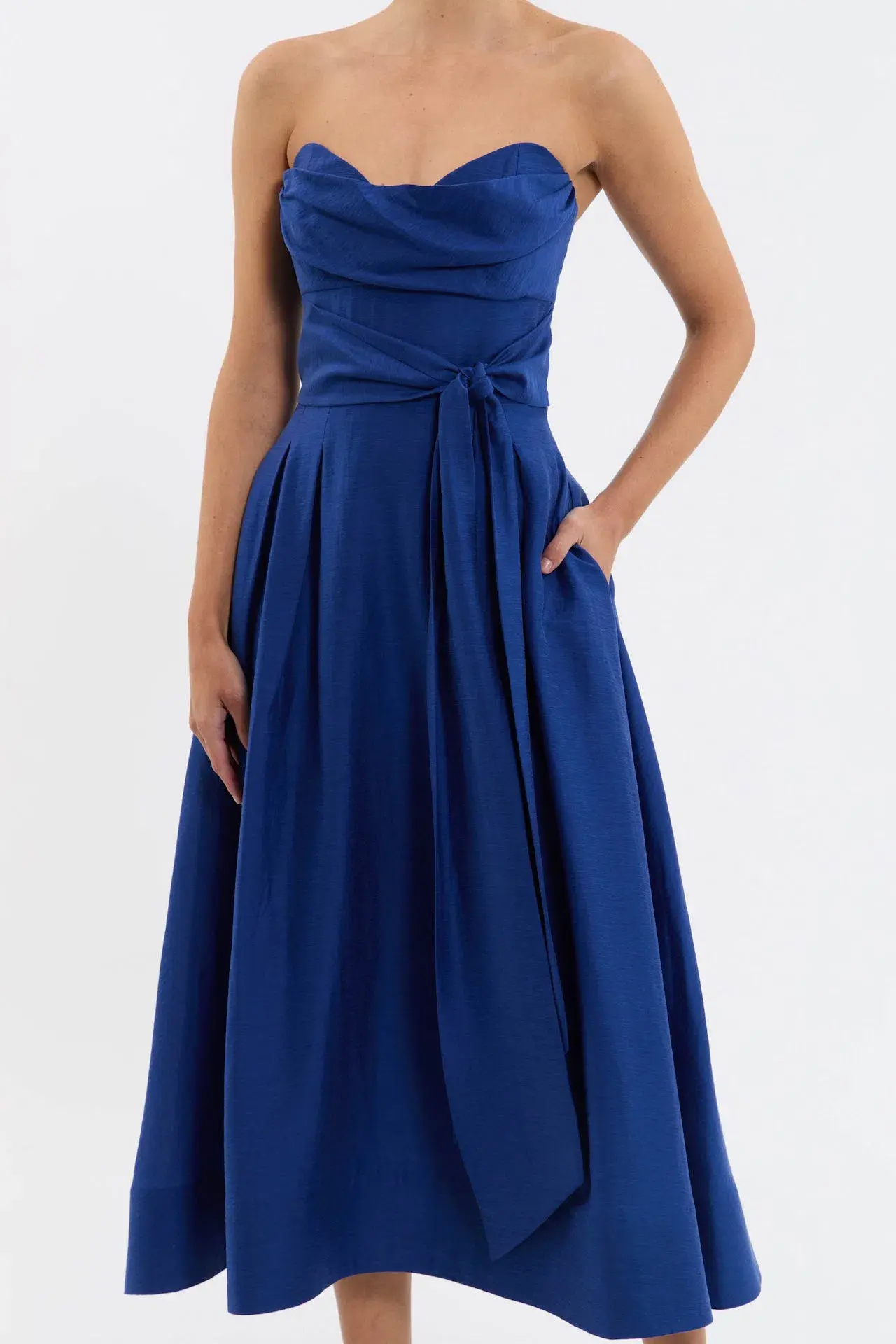 Rebecca Vallance Cera Strapless Midi Dress Blue Size 4 - Image 2