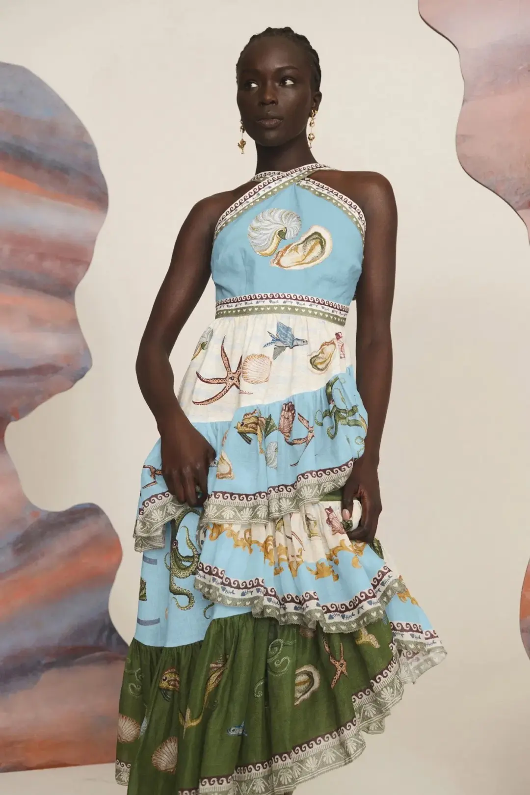 Alemais Bath House Ruffle Midi Dress Multi Size 12 for rent on The Volte - main image