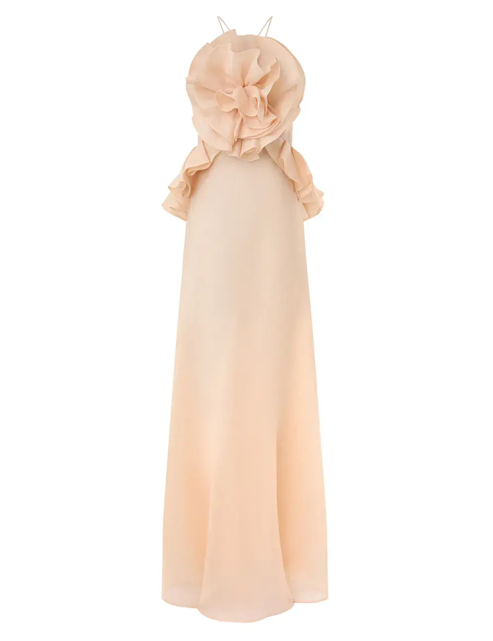 Zimmermann Crush Ruffle Halter Maxi Dress Peach Size 8 for rent on The Volte - main image