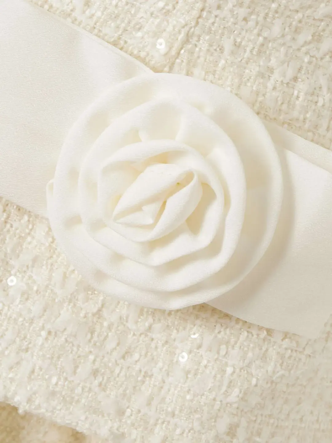 Self Portrait Embellished Sequined Bouclé Mini Dress Cream Size 8 for rent on The Volte - main image