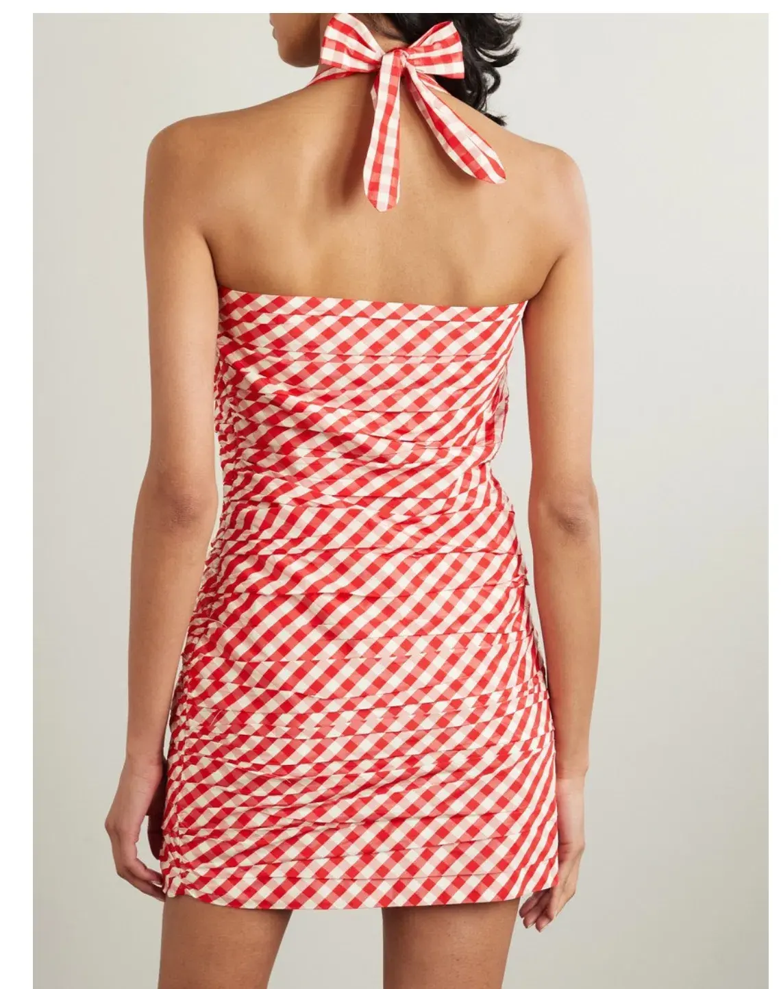Bernadette Tippy Gingham Pleated Taffeta Halterneck Mini Dress Red Size 6 - Image 2