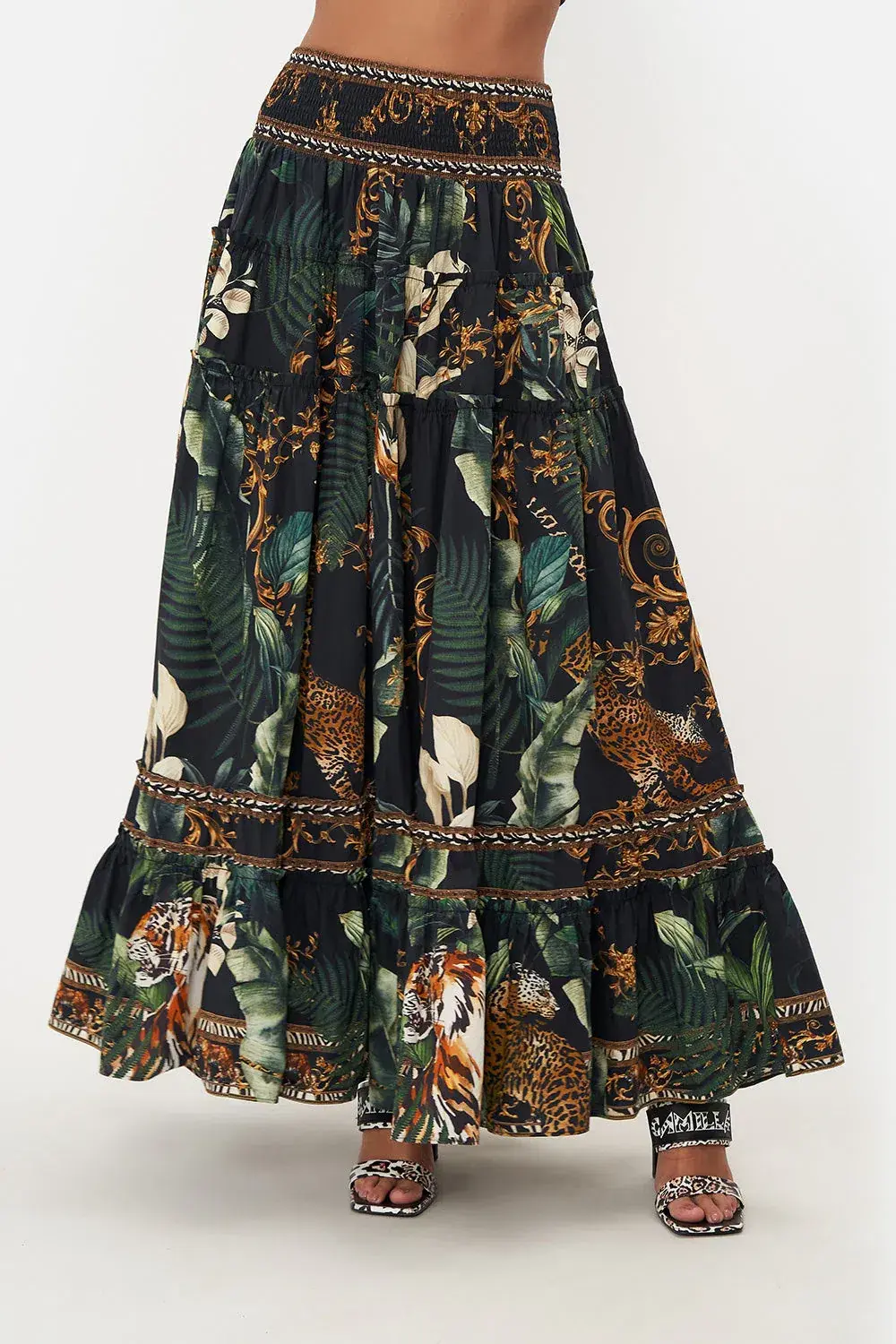 Camilla 4 Tiered Gathered Maxi Skirt Easy Tiger Size M / AU 12 - Image 4