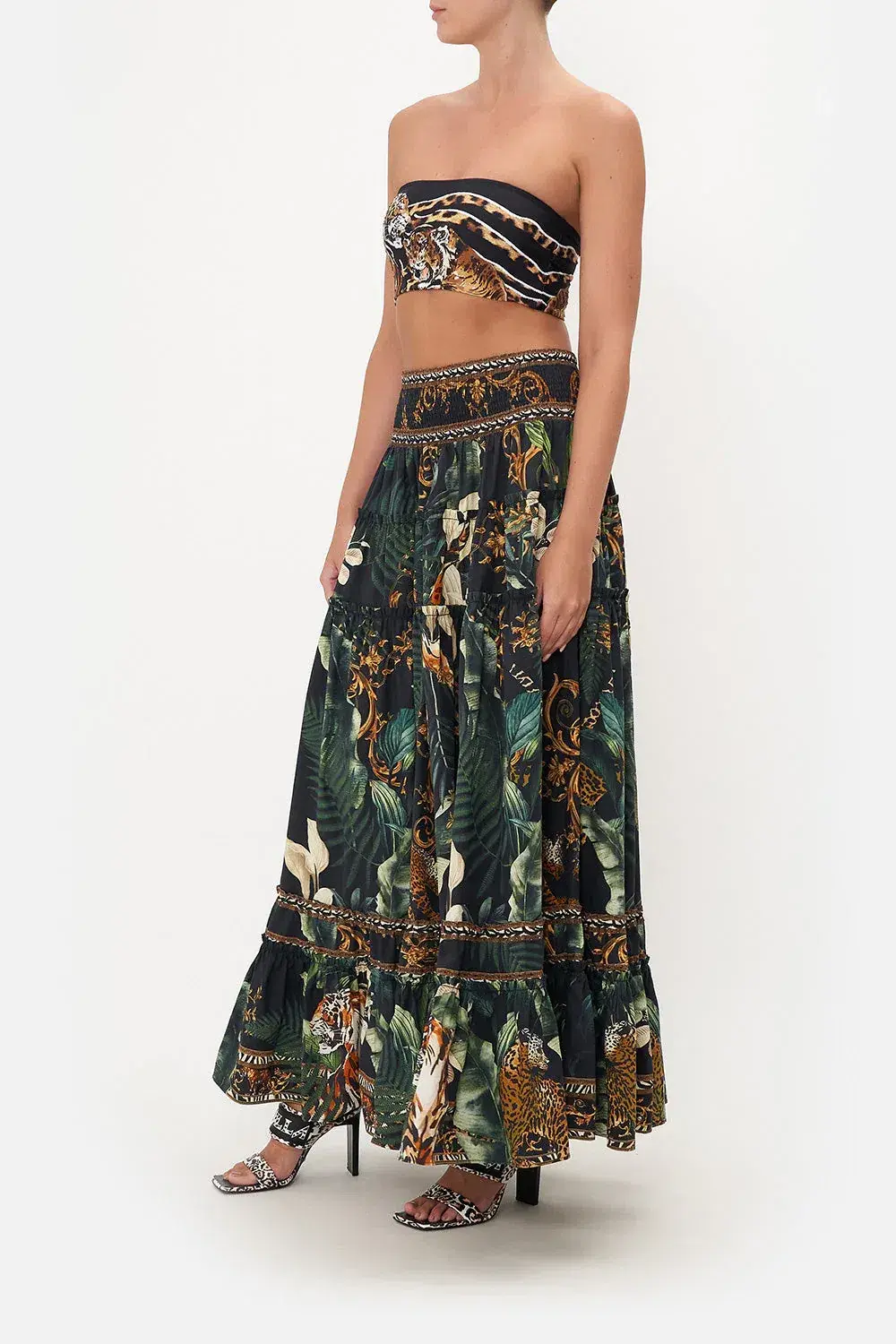 Camilla 4 Tiered Gathered Maxi Skirt Easy Tiger Size M / AU 12 - Image 2