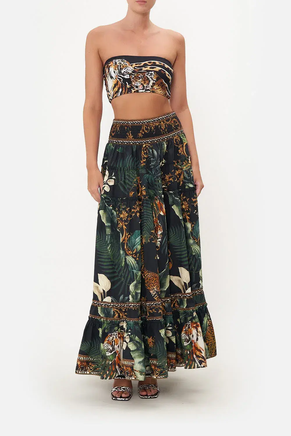 Camilla 4 Tiered Gathered Maxi Skirt Easy Tiger Size M / AU 12 - Image 1