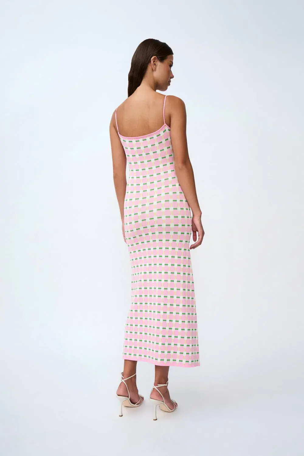 By Johnny Remy Checker Knit Midi Dress Pink Multi Size S / AU 8 - Image 3