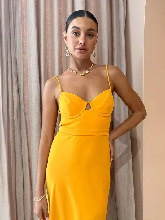 By Johnny Callia Wire Midi Dress in Apricot Orange Size 6 - Image 6