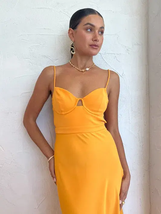 By Johnny Callia Wire Midi Dress in Apricot Orange Size 6 - Image 9